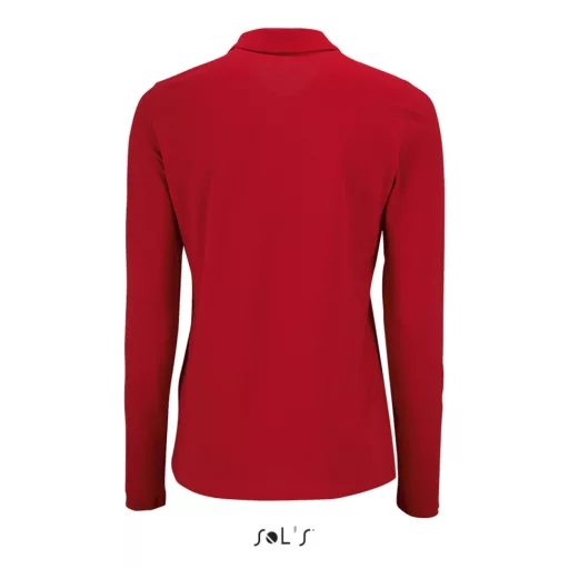 Női PERFECT hosszú ujjú galléros piké póló, SOL'S SO02083, Red-S