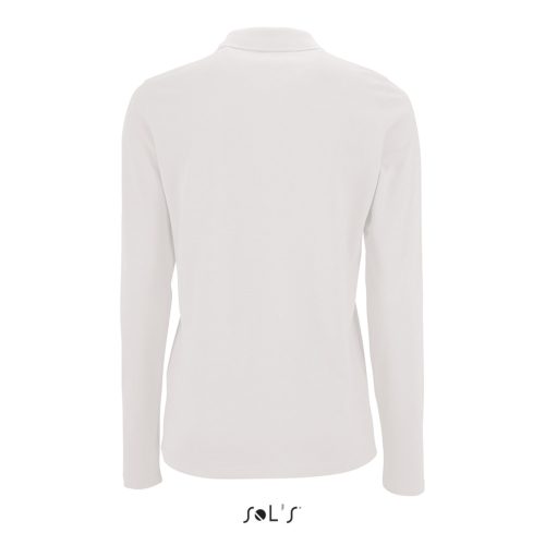 Női PERFECT hosszú ujjú galléros piké póló, SOL'S SO02083, White-S