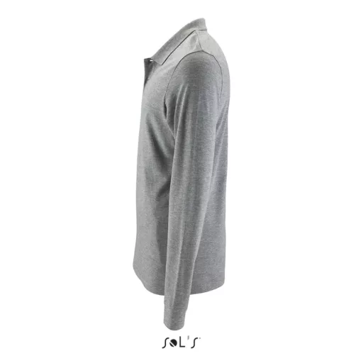 Férfi PERFECT hosszú ujjú galléros piké póló, SOL'S SO02087, Grey Melange-2XL