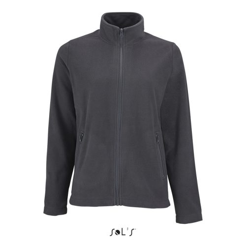 Női NORMAN cipzáras egyszerű polár pulóver, SOL'S SO02094, Charcoal Grey-L