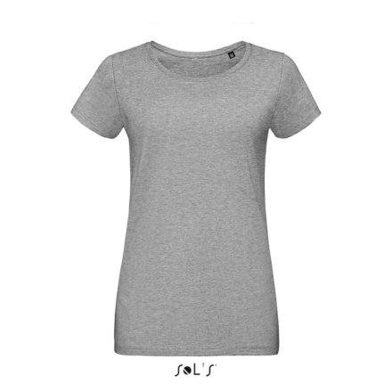 Női MARTIN testhezálló környakas rövid ujjú póló, SOL'S SO02856, Grey Melange-2XL