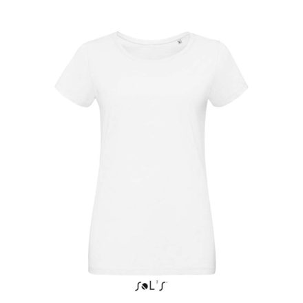 Női MARTIN testhezálló környakas rövid ujjú póló, SOL'S SO02856, White-XS