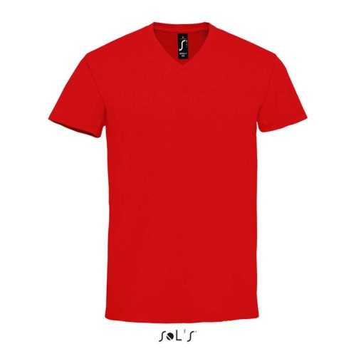Férfi MPERIAL V-nyakú rövid ujjú póló, SOL'S SO02940, Red-M