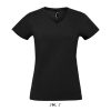 Női MPERIAL V-nyakú rövid ujjú póló, SOL'S SO02941, Deep Black-S