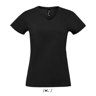   Női MPERIAL V-nyakú rövid ujjú póló, SOL'S SO02941, Deep Black-S