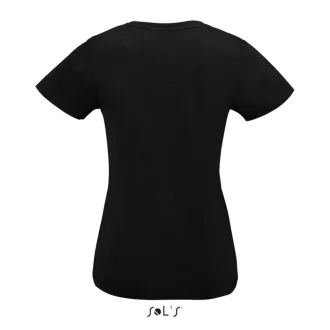   Női MPERIAL V-nyakú rövid ujjú póló, SOL'S SO02941, Deep Black-S