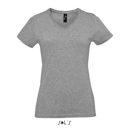 Női MPERIAL V-nyakú rövid ujjú póló, SOL'S SO02941, Grey Melange-XL