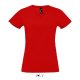 Női MPERIAL V-nyakú rövid ujjú póló, SOL'S SO02941, Red-M