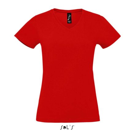 Női MPERIAL V-nyakú rövid ujjú póló, SOL'S SO02941, Red-S