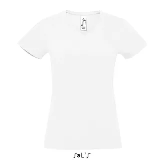   Női MPERIAL V-nyakú rövid ujjú póló, SOL'S SO02941, White-S