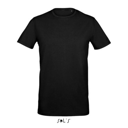 Férfi MILLENIUM sztreccs póló, kereknyakú rövid ujjú, SOL'S SO02945, Deep Black-XL