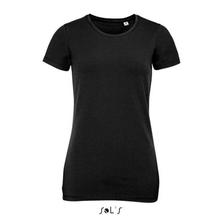 Női MILLENIUM kereknyakú rövid ujjú sztreccs póló, SOL'S SO02946, Deep Black-2XL