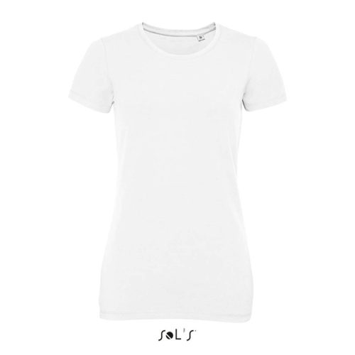 Női MILLENIUM kereknyakú rövid ujjú sztreccs póló, SOL'S SO02946, White-L