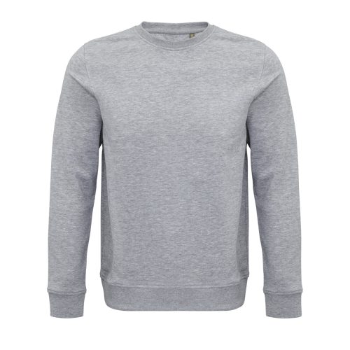 Uniszex  organikus környakas pulóver frottír béléssel, SOL'S SO03574, Grey Melange-S