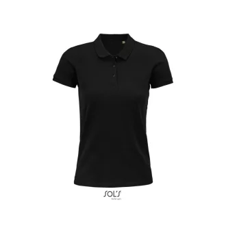   Női PLANET organikus rövid ujjú galléros póló, SOL'S SO03575, Black-XS