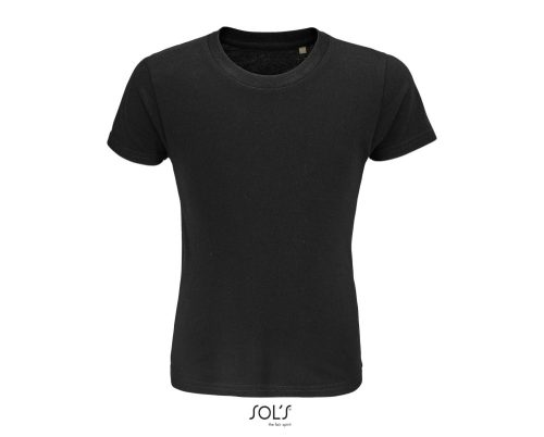 Gyerek CRUSADER környakas rövid ujjú pamut póló, SOL'S SO03580, Deep Black-2A