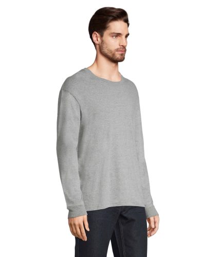 Uniszex PIONEER kereknyakú hosszú ujjú póló, SOL'S SO03982, Grey Melange-S
