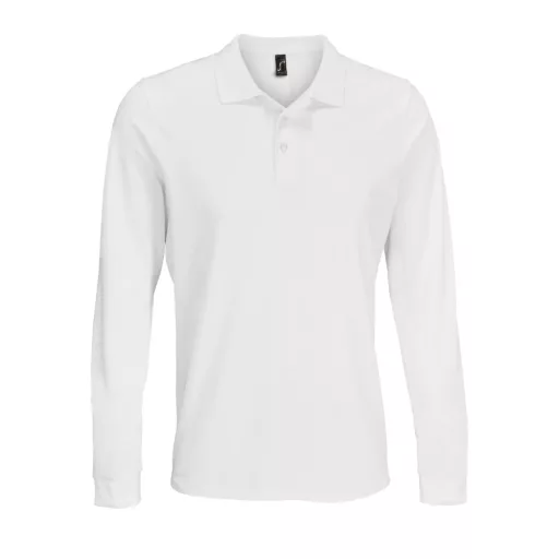 Férfi PRIME hosszú ujjú galléros póló, SOL'S SO03983, White-3XL