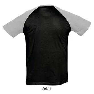   Férfi FUNKY raglános kétszínű rövid ujjú póló, SOL'S SO11190, Black/Grey Melange-S