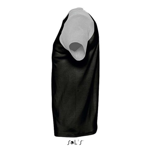 Férfi FUNKY raglános kétszínű rövid ujjú póló, SOL'S SO11190, Black/Grey Melange-S