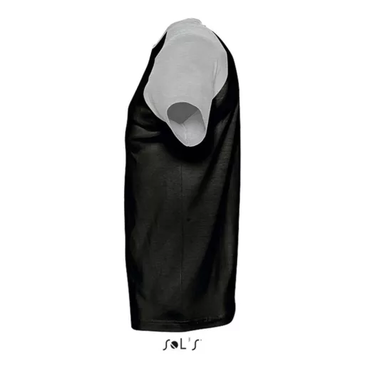 Férfi FUNKY raglános kétszínű rövid ujjú póló, SOL'S SO11190, Black/Grey Melange-S