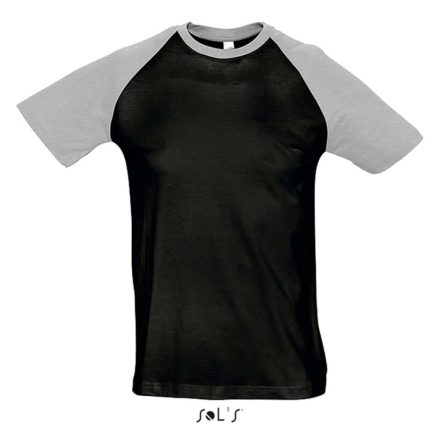 Férfi FUNKY raglános kétszínű rövid ujjú póló, SOL'S SO11190, Black/Grey Melange-XL