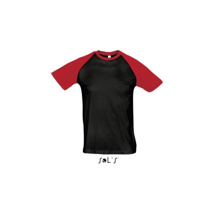 Férfi FUNKY raglános kétszínű rövid ujjú póló, SOL'S SO11190, Black/Red-L