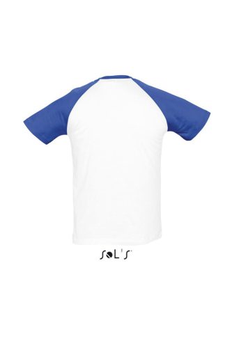 Férfi FUNKY raglános kétszínű rövid ujjú póló, SOL'S SO11190, White/Royal Blue-2XL