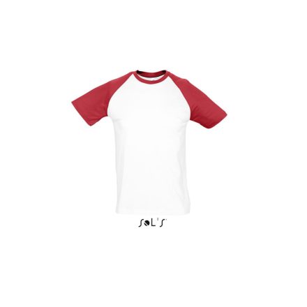 Férfi FUNKY raglános kétszínű rövid ujjú póló, SOL'S SO11190, White/Red-XL