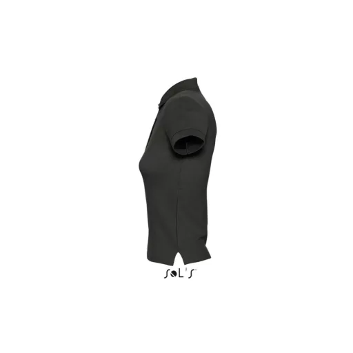 Női PEOPLE rövid ujjú galléros pamut póló, SOL'S SO11310, Black-M