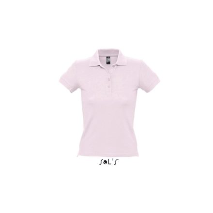 Női PEOPLE rövid ujjú galléros pamut póló, SOL'S SO11310, Pale Pink-XL