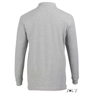   Férfi STAR hosszú ujjú galléros pamut póló, SOL'S SO11328, Grey Melange-2XL