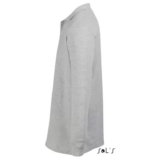   Férfi STAR hosszú ujjú galléros pamut póló, SOL'S SO11328, Grey Melange-2XL