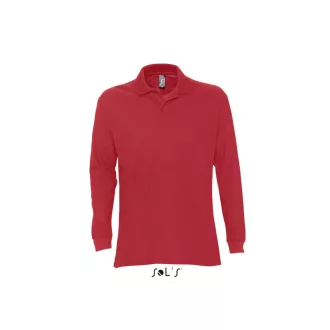   Férfi STAR hosszú ujjú galléros pamut póló, SOL'S SO11328, Red-2XL