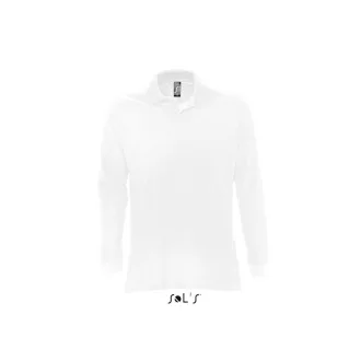   Férfi STAR hosszú ujjú galléros pamut póló, SOL'S SO11328, White-2XL