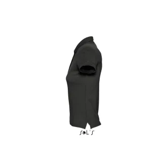   Női PASSION négy gombos rövid ujjú galléros pamut póló, SOL'S SO11338, Black-2XL