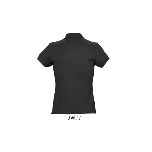 Női PASSION négy gombos rövid ujjú galléros pamut póló, SOL'S SO11338, Black-S