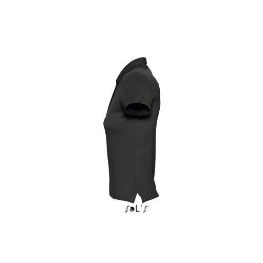 Női PASSION négy gombos rövid ujjú galléros pamut póló, SOL'S SO11338, Black-S