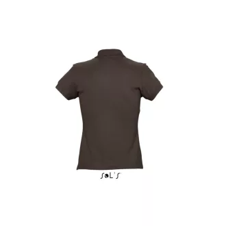   Női PASSION négy gombos rövid ujjú galléros pamut póló, SOL'S SO11338, Chocolate-L