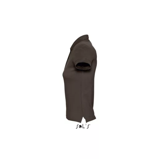 Női PASSION négy gombos rövid ujjú galléros pamut póló, SOL'S SO11338, Chocolate-S