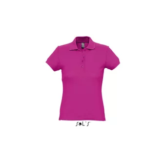   Női PASSION négy gombos rövid ujjú galléros pamut póló, SOL'S SO11338, Fuchsia-2XL