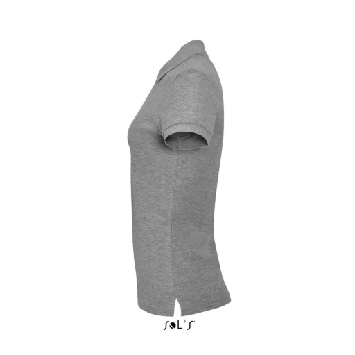 Női PASSION négy gombos rövid ujjú galléros pamut póló, SOL'S SO11338, Grey Melange-L