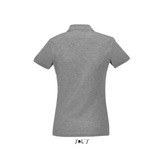   Női PASSION négy gombos rövid ujjú galléros pamut póló, SOL'S SO11338, Grey Melange-S
