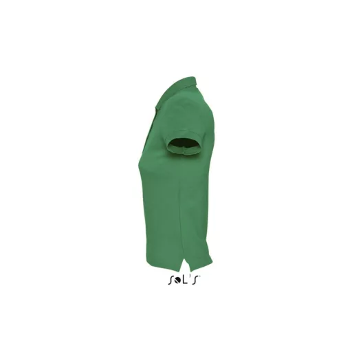Női PASSION négy gombos rövid ujjú galléros pamut póló, SOL'S SO11338, Kelly Green-S