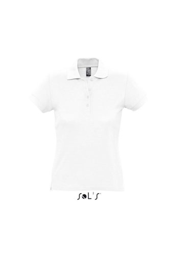 Női PASSION négy gombos rövid ujjú galléros pamut póló, SOL'S SO11338, White-S