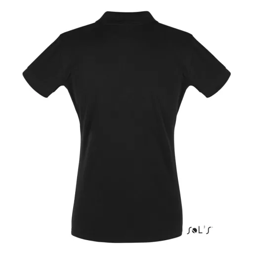 Női PERFECT három gombos rövid ujjú galléros piké pamut póló, SOL'S SO11347, Black-2XL