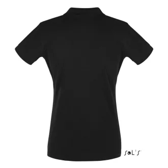   Női PERFECT három gombos rövid ujjú galléros piké pamut póló, SOL'S SO11347, Black-S