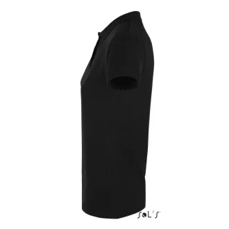   Női PERFECT három gombos rövid ujjú galléros piké pamut póló, SOL'S SO11347, Black-S