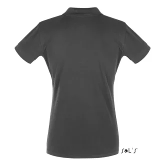   Női PERFECT három gombos rövid ujjú galléros piké pamut póló, SOL'S SO11347, Dark Grey-S