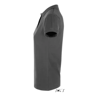   Női PERFECT három gombos rövid ujjú galléros piké pamut póló, SOL'S SO11347, Dark Grey-S